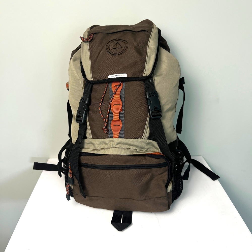 Old Navy Active Trek System Backpack OS Brown Hiking Camping Vintage 2004